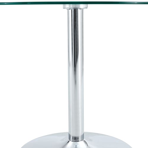 Table Haute, Bout De Canapé Ronde En Verre 85×76 Cm – Table Café Salon, Base Métal Argenté