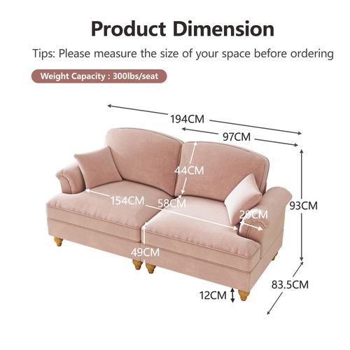 Canapé 2 Places Modulable En Chenille Rose, Jupe Amovible, Design Élégant Rose