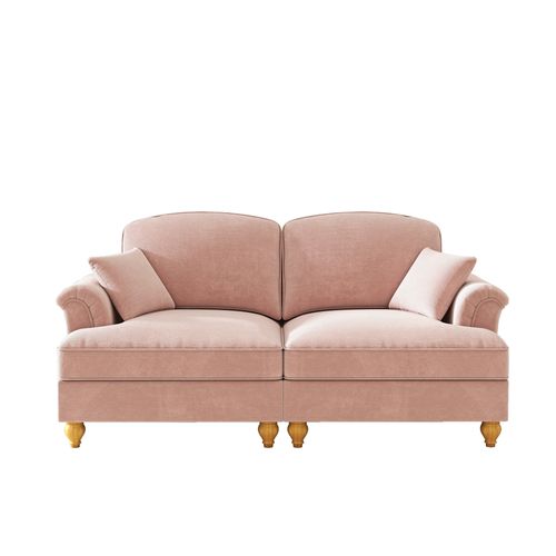 Canapé 2 Places Modulable En Chenille Rose, Jupe Amovible, Design Élégant Rose