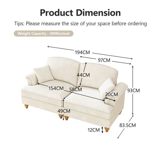 Canapé 2 Places Blanc à Volant Amovible, Design Modulable Et Coussin Inclus