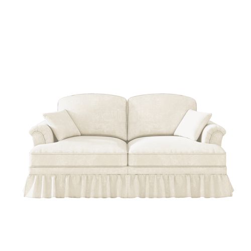 Canapé 2 Places Blanc à Volant Amovible, Design Modulable Et Coussin Inclus