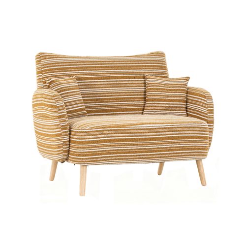 Canapé 2 Places Tissu Bouclé Jaune Moutarde 121x81,5x87 Cm