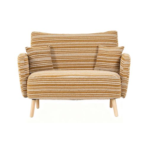 Canapé 2 Places Tissu Bouclé Jaune Moutarde 121x81,5x87 Cm