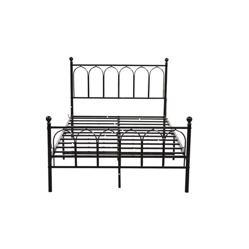 Lit Adulte Double 140x200 Cm, Cadre De Lit Avec Sommier à Lattes, En Métal Noir