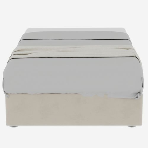 Lit Adulte Coffre 140x200 Cm Métal Et Tissu Velours Hollandais Beige, Rangement Et Sommier à Lattes