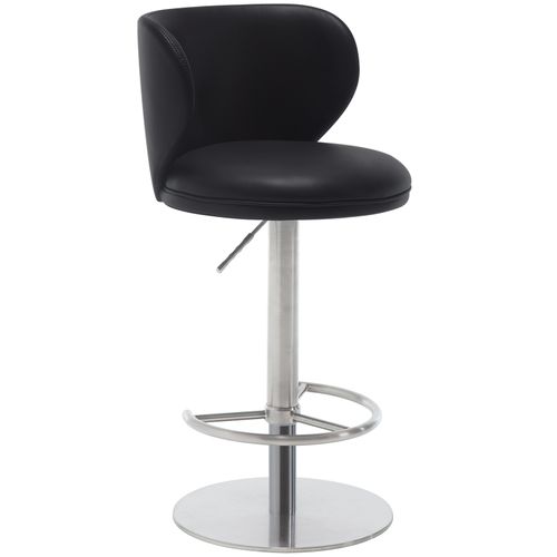 Tabouret De Bar Pivotant Hauteur Réglable 55–80 Cm, Assise Cuir Nappa Noir, Base Métal