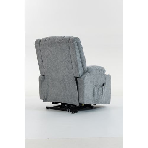 Fauteuil Relax Électrique Massage Chauffant, Velours Gris Clair, Avec Porte-gobelets