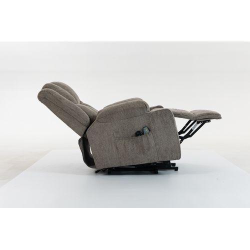 Fauteuil Relax Électrique Massage Chauffant, Velours Brun Clair, Avec Porte-gobelets