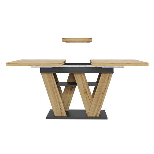 Table à Manger Extensible 119-158,5×80×75 Cm Avec Rangement, Coloris Naturel/noir