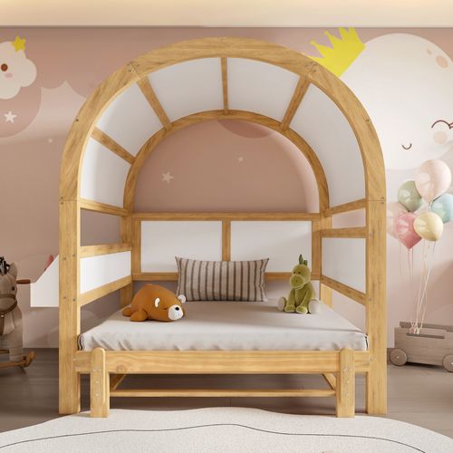 Lit Enfant Extensible 140x100/200 Cm En Pin Blanc Et Naturel Avec Rangement Latérale