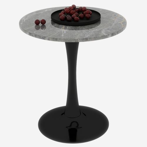 Table Bout de Canapé Ronde 70 Cm Gris Foncé Et Noire – Petite Table 1 à 2 Personnes