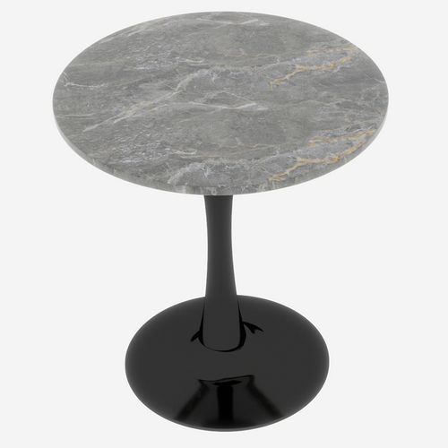 Table Bout de Canapé Ronde 70 Cm Gris Foncé Et Noire – Petite Table 1 à 2 Personnes
