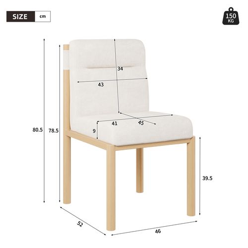 Lot De 4 Chaises Sherpa Beige, Assise Épaisse, Pieds Métal Finition Chêne, Style Scandinave