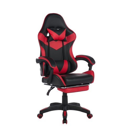 Fauteuil De Bureau Gamer Massant Ergonomique En Simili Noir Et Rouge, Hauteur Réglable