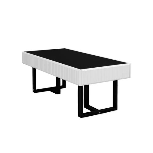 Table Basse 110 X 50,5 X 41 Cm Noir Et Blanc, Plateau Noir Laqué, Piétement Métal