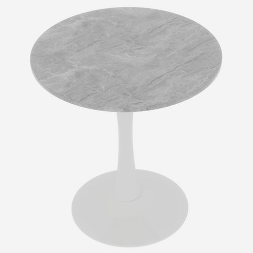 Table Bout de Canapé Ronde 70 Cm, Gris Et Blanc, Marbre Artificiel – Petite Table 1 à 2 Personnes
