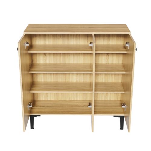 Meuble à Chaussures 90x32x94 Cm Bois Clair Avec Rangements Et Plateau Supérieur