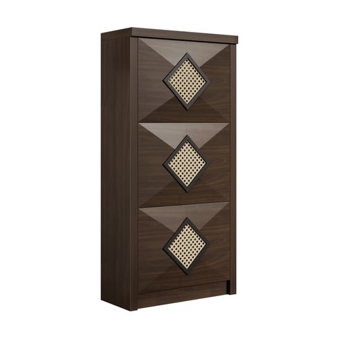 Meuble à Chaussures Vintage Bois Brun 54x25x115 Cm, Avec 3 Abattants