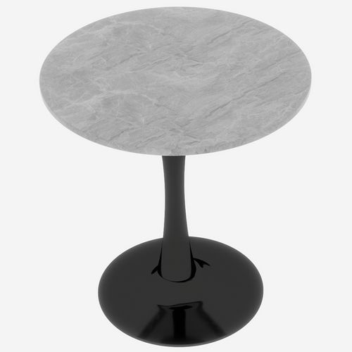 Table Bout de Canapé Ronde 70 Cm Gris Et Noire – Petite Table 1 à 2 Personnes