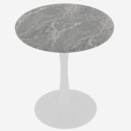 Table Bout de Canapé Ronde 70 Cm Gris Foncé, Marbre Artificiel – Petite Table 1 à 2 Personnes