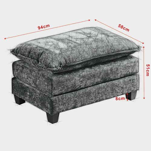 Ottoman Pouf Repose-pieds Beige En Chenille Avec Mousse Confortable