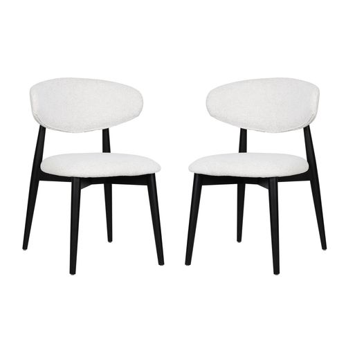 Chaise 2 Pièces Ergonomique En Bois Noir, Assise En Tissu Beige, Salle à Manger Et Salon