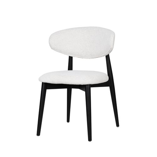 Chaise 2 Pièces Ergonomique En Bois Noir, Assise En Tissu Beige, Salle à Manger Et Salon