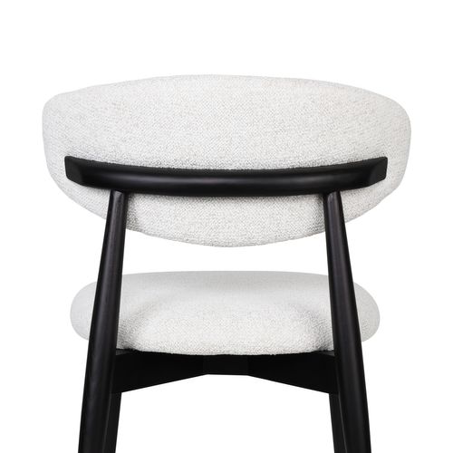 Chaise 2 Pièces Ergonomique En Bois Noir, Assise En Tissu Beige, Salle à Manger Et Salon