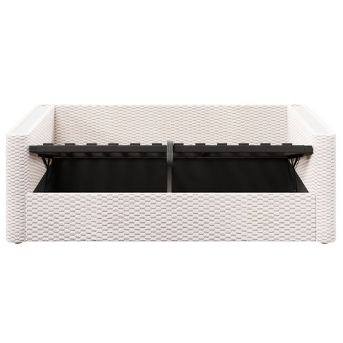 Lit Enfant 90x200 Cm Avec Coffre Rangement, LED Et Sommier à Lattes, Velours Beige