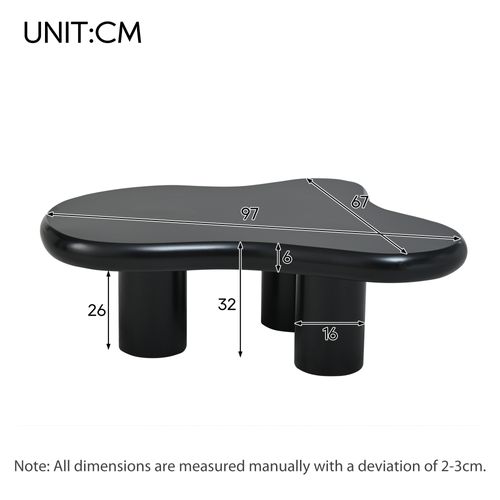 Table Basse En Forme De Nuage 97x67 Cm, Design Irrégulier Noir