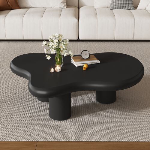 Table Basse En Forme De Nuage 97x67 Cm, Design Irrégulier Noir