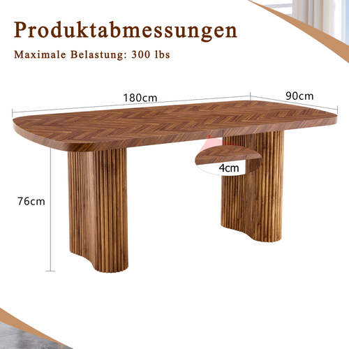 Table à Manger 180x90 Cm En Bois Couleur Noyer — Colonne D'appui Arquée, Design Moderne
