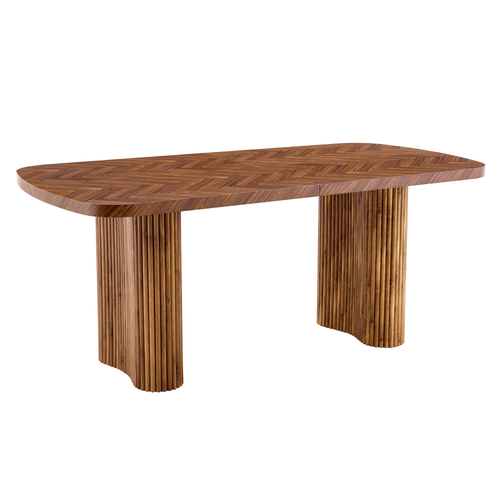 Table à Manger 180x90 Cm En Bois Couleur Noyer — Colonne D'appui Arquée, Design Moderne