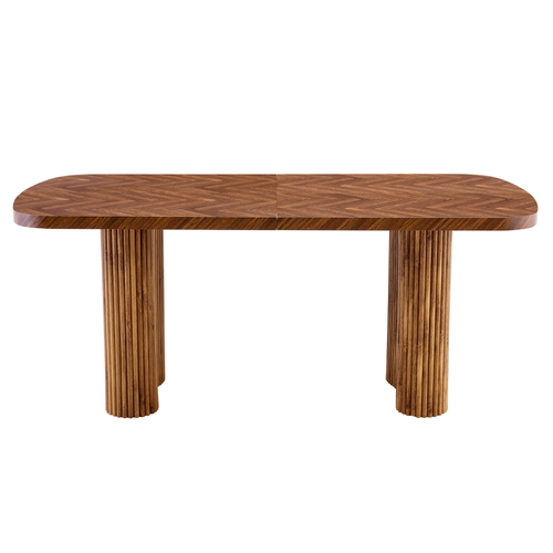 Table à Manger 180x90 Cm En Bois Couleur Noyer — Colonne D'appui Arquée, Design Moderne