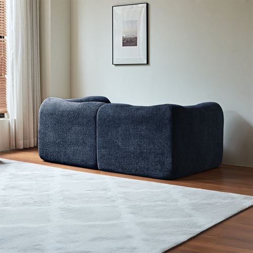 Canapé 2 Places Velours Bleu 193x87 Cm Compact, Coussins Inclus