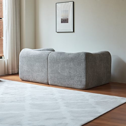Canapé 2 Places Velours Gris 193x87 Cm Compact, Coussins Inclus