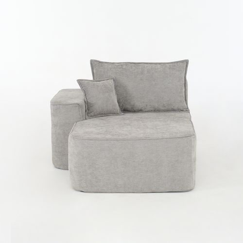 Méridienne, Chaiselongue En Chenille Grise Avec Coussin Et Poches Latérales