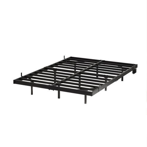 Lit Adulte 140x190 Cm Avec Éclairage LED Et Station De Charge, Métal Noir, Sommier à Lattes