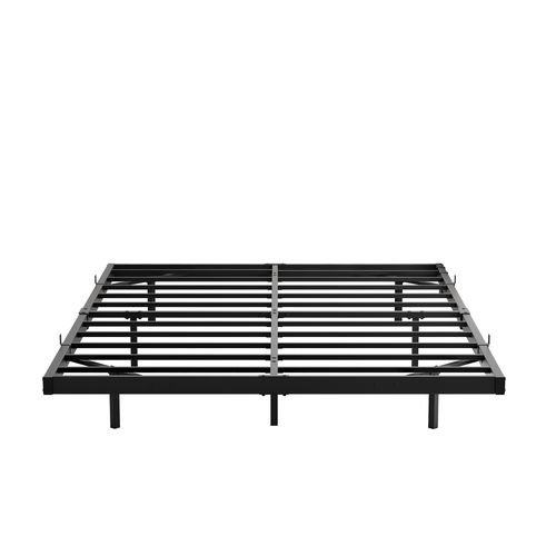 Lit Adulte 140x190 Cm Avec Éclairage LED Et Station De Charge, Métal Noir, Sommier à Lattes