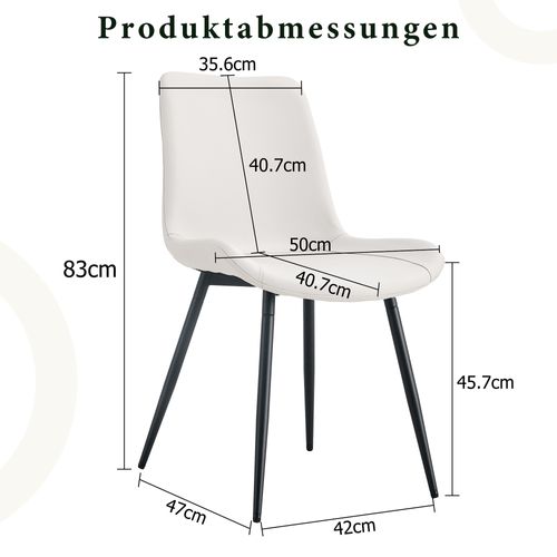 Lot De 4 Chaises Blanches, Piètement Métal Noir, Assise Ergonomique Et Pieds Antidérapants