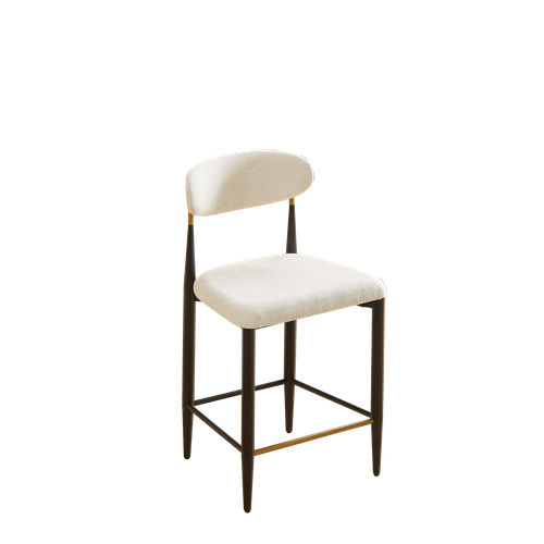 Lot De 2 Tabourets De Bar Hauteur 94cm Comptoir, Structure Métal Noir, Assise Tissu Crème
