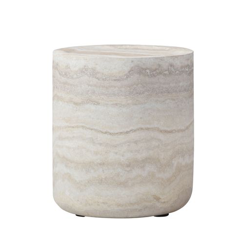 Bout De Canapé Cylindrique Pour Salon Et Chambre 40x40x45 Cm En Beige, Finition Texturée