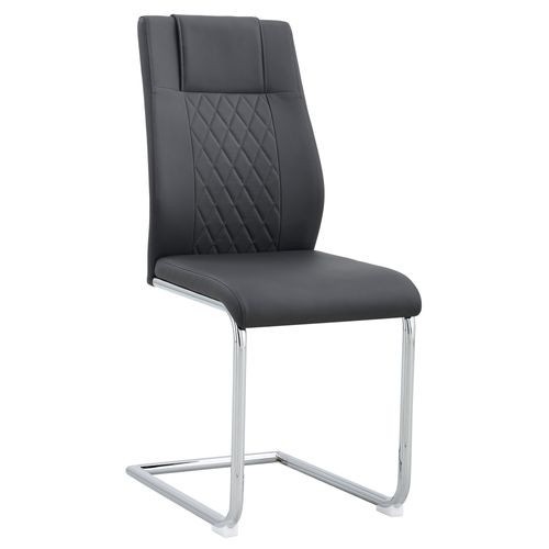 Lot De 4 Chaises Salle à Manger Noir, Pieds Métal Argenté