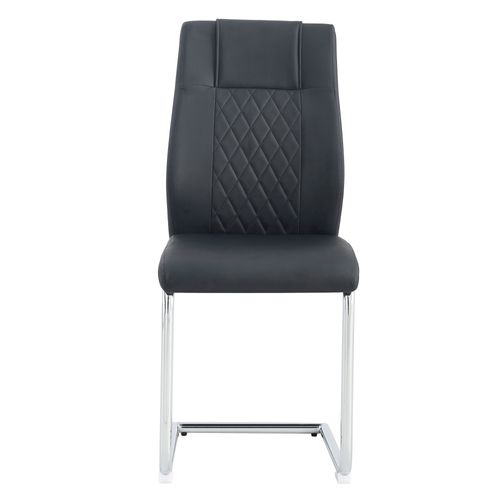 Lot De 4 Chaises Salle à Manger Noir, Pieds Métal Argenté