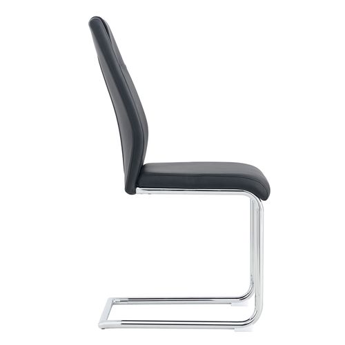 Lot De 4 Chaises Salle à Manger Noir, Pieds Métal Argenté