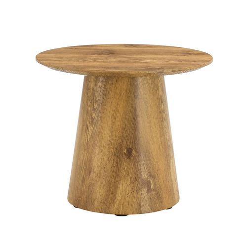 Table Salon Ronde, Bout De Canapé 50 X H48 Cm, Aspect Bois Naturel, Plateau 2,5 Cm