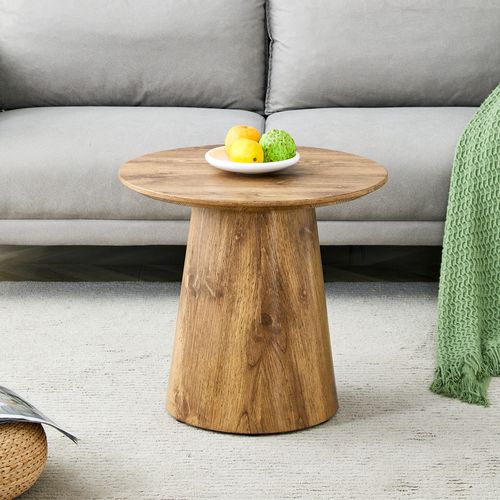 Table Salon Ronde, Bout De Canapé 50 X H48 Cm, Aspect Bois Naturel, Plateau 2,5 Cm