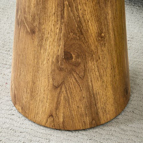 Table Salon Ronde, Bout De Canapé 50 X H48 Cm, Aspect Bois Naturel, Plateau 2,5 Cm