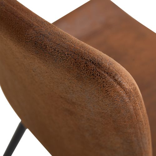 Lot De 4 Chaises En Tissu Technique Brun, Pied Métal Noir, Assise Large Antidérapante