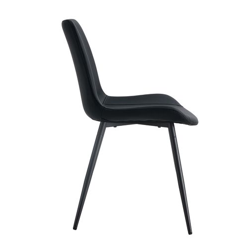 Lot De 4 Chaises Noir, Assise Large Ergonomique, Similicuir (pu), Pieds Métal